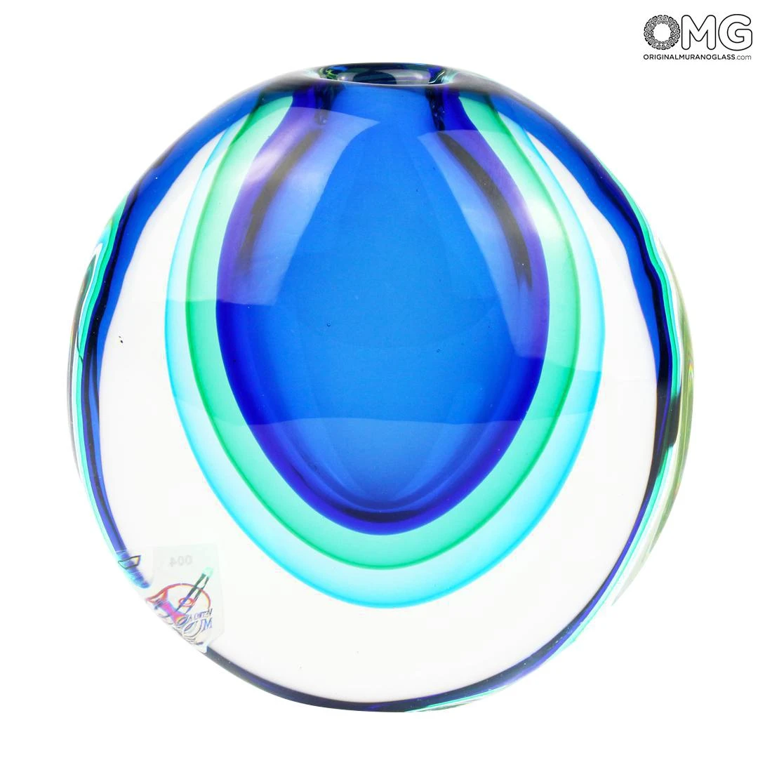 Vase Egg Light Blue - Sommerso - Original Murano Glass OMG 3 Vase Egg Light Blue - Sommerso - Original Murano Glass OMG