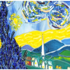 The Starry Night - Van Gogh Canvas Tribute - Original Murano Glass OMG -Life Store strarry night original murano glass omg2