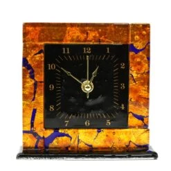 Table Desk Shelf Table Clock - Amber - Murano Glass Watch