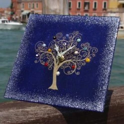 Table Clock - The Tree Of Life - Original Murano Glass OMG -Life Store tree of life external murano glass blue