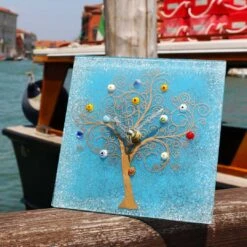 Table Clock - The Tree Of Life - Original Murano Glass OMG -Life Store tree of life external murano glass light blue