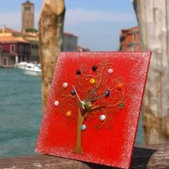 Table Clock - The Tree Of Life - Original Murano Glass OMG -Life Store tree of life external murano glass red