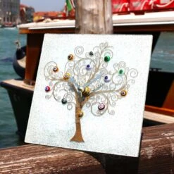 Table Clock - The Tree Of Life - Original Murano Glass OMG -Life Store tree of life external murano glass white