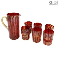 Pitcher Polychrome - Red Passion Pure Silver - Original Murano Glass OMG 10 Pitcher Polychrome - Red Passion Pure Silver - Original Murano Glass OMG -Life Store tumblers red murano glass omg venetian glass 0739