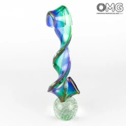 Stripe - Blue - Original Murano Glass OMG 11 Stripe - Blue - Original Murano Glass OMG -Life Store two colors ribbon murano glass 4