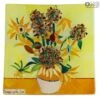 The Sunflowers Plate - Van Gogh Tribute - Square 1 The Sunflowers Plate - Van Gogh Tribute - Square -Life Store vangogh sunflowers plate murano glass 3