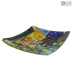 The Caffe Plate - Van Gogh Tribute - Square -Life Store vangogh the caffe plate murano glass 1