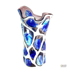 Floral Garden - Blue White - Blown Vase - Original Murano Glass OMG® -Life Store vase afro murano glass venetian omg vetro2
