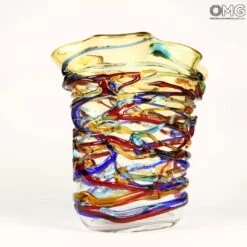 Harlequin Vase - Curvy Vase - Original Murano Glass -Life Store vase centerpiece murano glass omg 10194