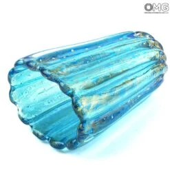 Lotus Vase - Light Blue - Original Murano Glass OMG -Life Store vase light blue gold details 1