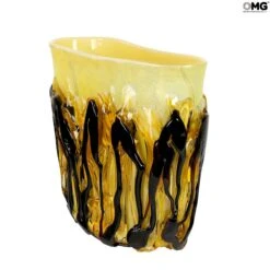 Amber And Black Lava - Napkins Vase - Original Murano Glass -Life Store vase original murano glass venetian omg gen4
