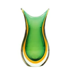Vase Swallow - Green Amber Sommerso - Original Murano Glass OMG -Life Store vase swallow green amber original murano glass omg1