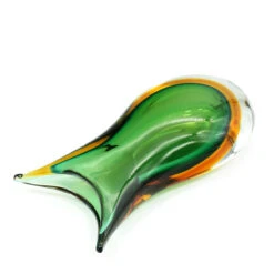 Vase Swallow - Green Amber Sommerso - Original Murano Glass OMG -Life Store vase swallow green amber original murano glass omg3