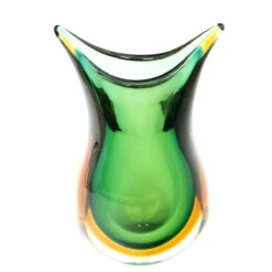 Vase Swallow - Green Amber Sommerso - Original Murano Glass OMG -Life Store vase swallow green amber original murano glass omg5