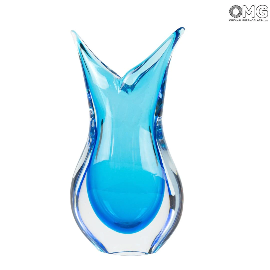 Vase Swallow - Cyan Sommerso - Original Murano Glass OMG 3 Vase Swallow - Cyan Sommerso - Original Murano Glass OMG