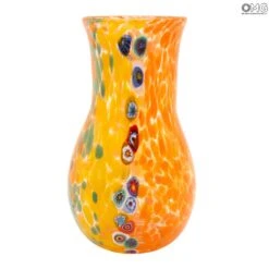 Vase Bottle Rainbow - Orange - Original Murano Glass OMG