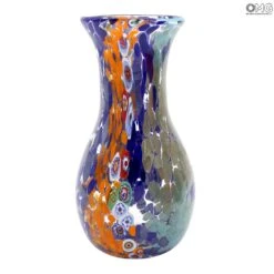 Vase Bottle Rainbow - Blue - Original Murano Glass OMG