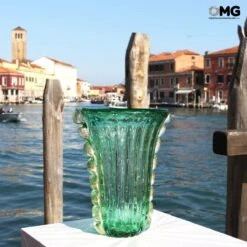 Vase Vulcano Green - Gold - Original Murano Glass OMG -Life Store vasi green gold9