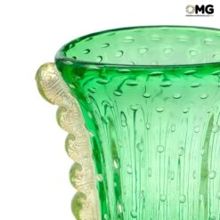 Vase Vulcano Green - Gold - Original Murano Glass OMG -Life Store vasi green gold dettaglio