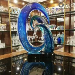 Wave Of The Blue Sea - Sculpture - Original Murano Glass OMG -Life Store venetian glass sculpture shwroom omg moon