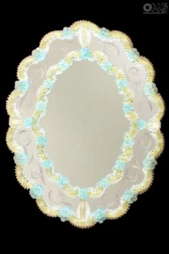 Fiorenza - Venetian Mirror - Light Blue Flowers