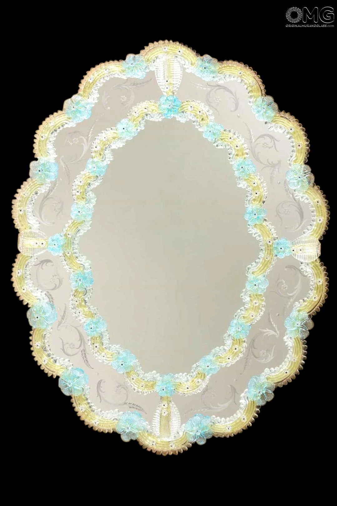 Fiorenza - Venetian Mirror - Light Blue Flowers 3 Fiorenza - Venetian Mirror - Light Blue Flowers