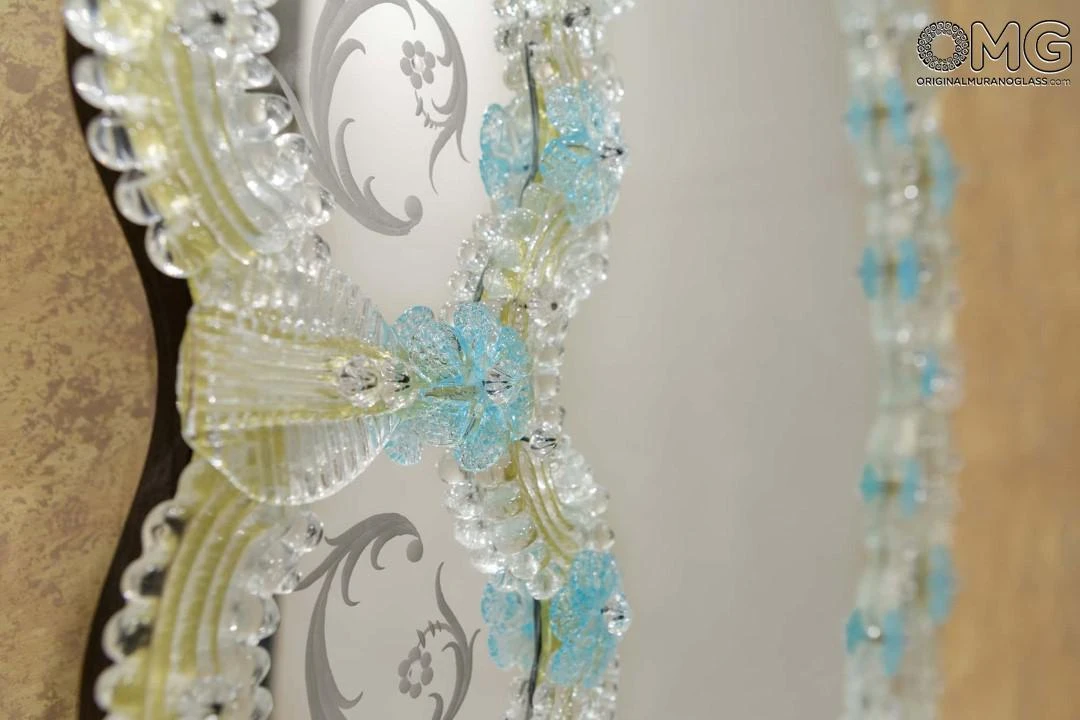 Fiorenza - Venetian Mirror - Light Blue Flowers 4 Fiorenza - Venetian Mirror - Light Blue Flowers - Image 2