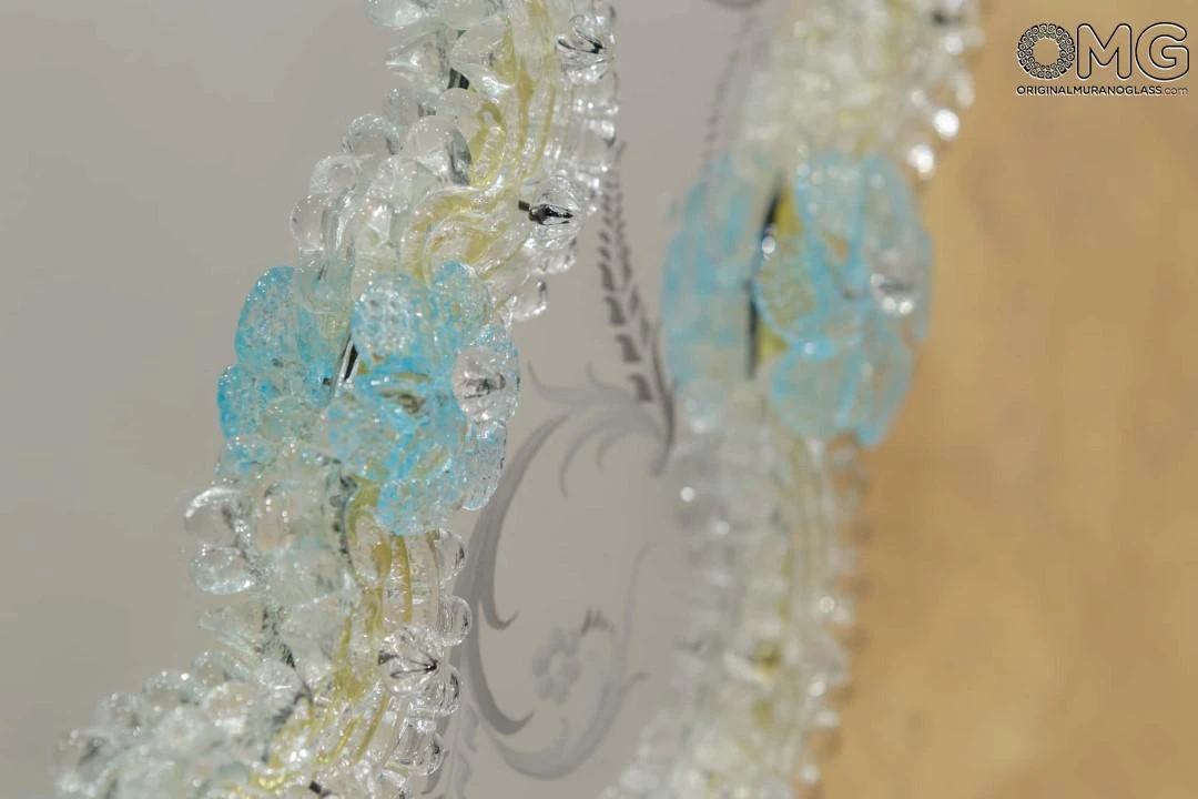 Fiorenza - Venetian Mirror - Light Blue Flowers 7 Fiorenza - Venetian Mirror - Light Blue Flowers - Image 5