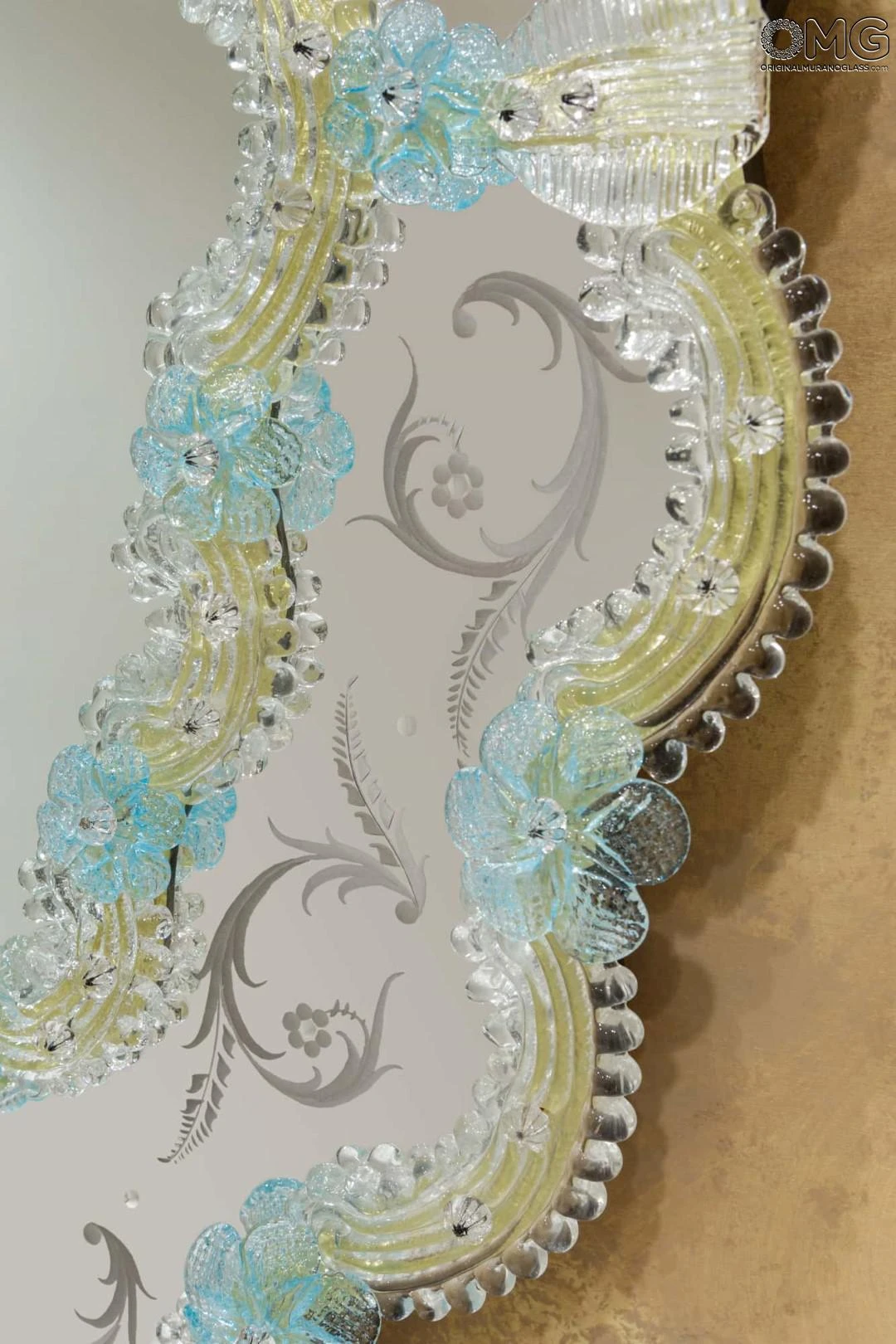 Fiorenza - Venetian Mirror - Light Blue Flowers 8 Fiorenza - Venetian Mirror - Light Blue Flowers - Image 6