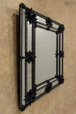 Riccardo - Venetian Mirror - Luxury Black Flowers -Life Store venetian mirror specchio original murano glass omg08 02