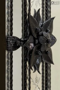 Riccardo - Venetian Mirror - Luxury Black Flowers -Life Store venetian mirror specchio original murano glass omg08 03