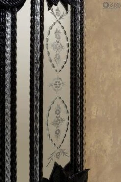 Riccardo - Venetian Mirror - Luxury Black Flowers -Life Store venetian mirror specchio original murano glass omg08 05