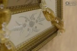 Pompei - Venetian Mirror With Amber Murano Glass -Life Store venetian mirror specchio original murano glass omg14 03