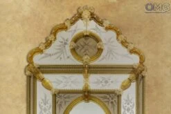 Pompei - Venetian Mirror With Amber Murano Glass -Life Store venetian mirror specchio original murano glass omg14 07