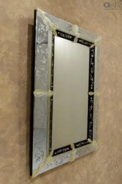 Doge - Venetian Mirror - Luxury With Black Mirror Engraved -Life Store venetian mirror specchio original murano glass omg15 02