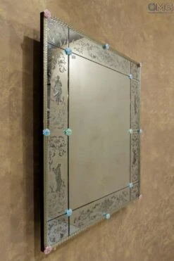 Four Seasons - Wall Venetian Mirror - Engraved With Murano Glass 12 Four Seasons - Wall Venetian Mirror - Engraved With Murano Glass -Life Store venetian mirror specchio original murano glass omg21 02
