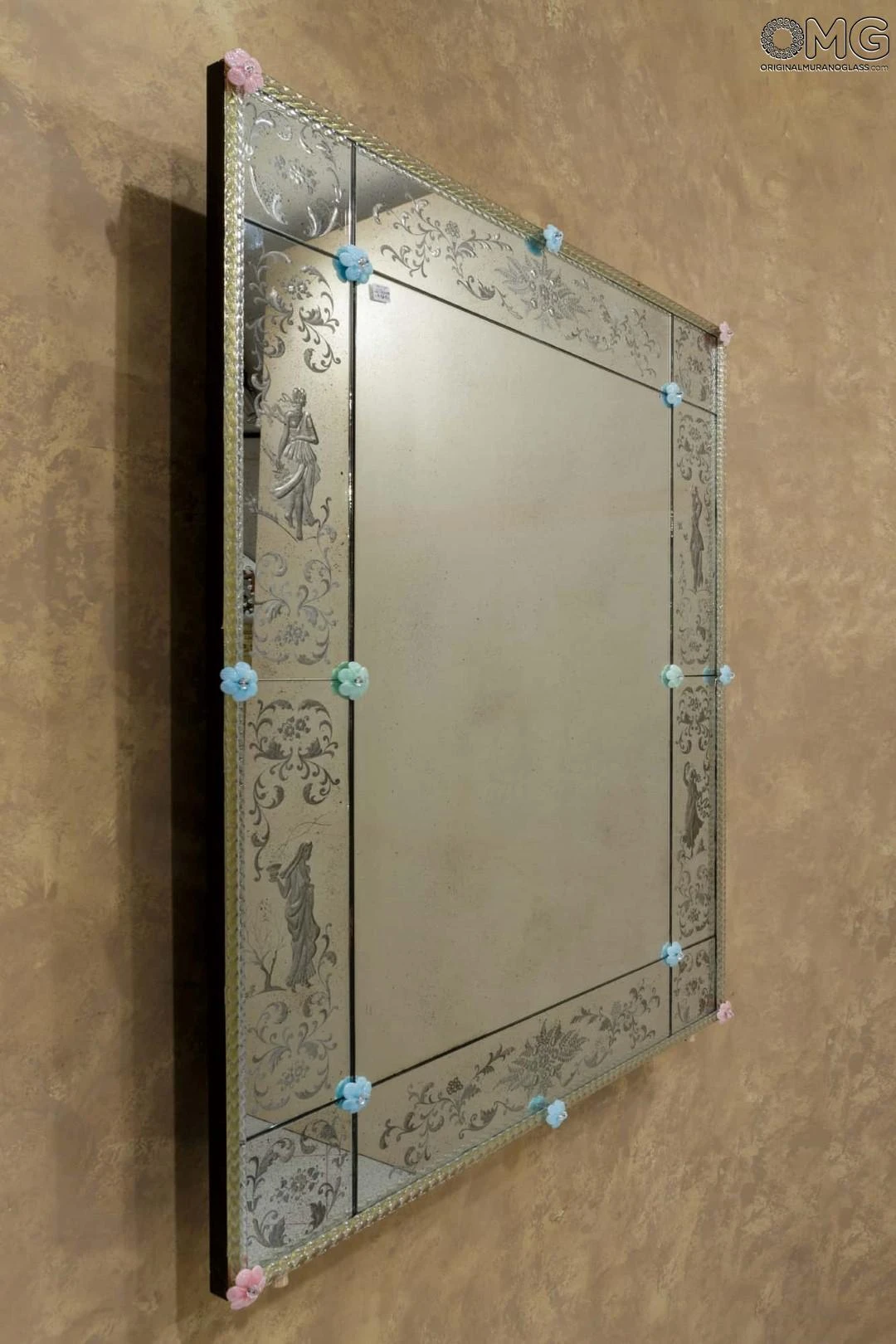 Four Seasons - Wall Venetian Mirror - Engraved With Murano Glass 5 Four Seasons - Wall Venetian Mirror - Engraved With Murano Glass - Image 3