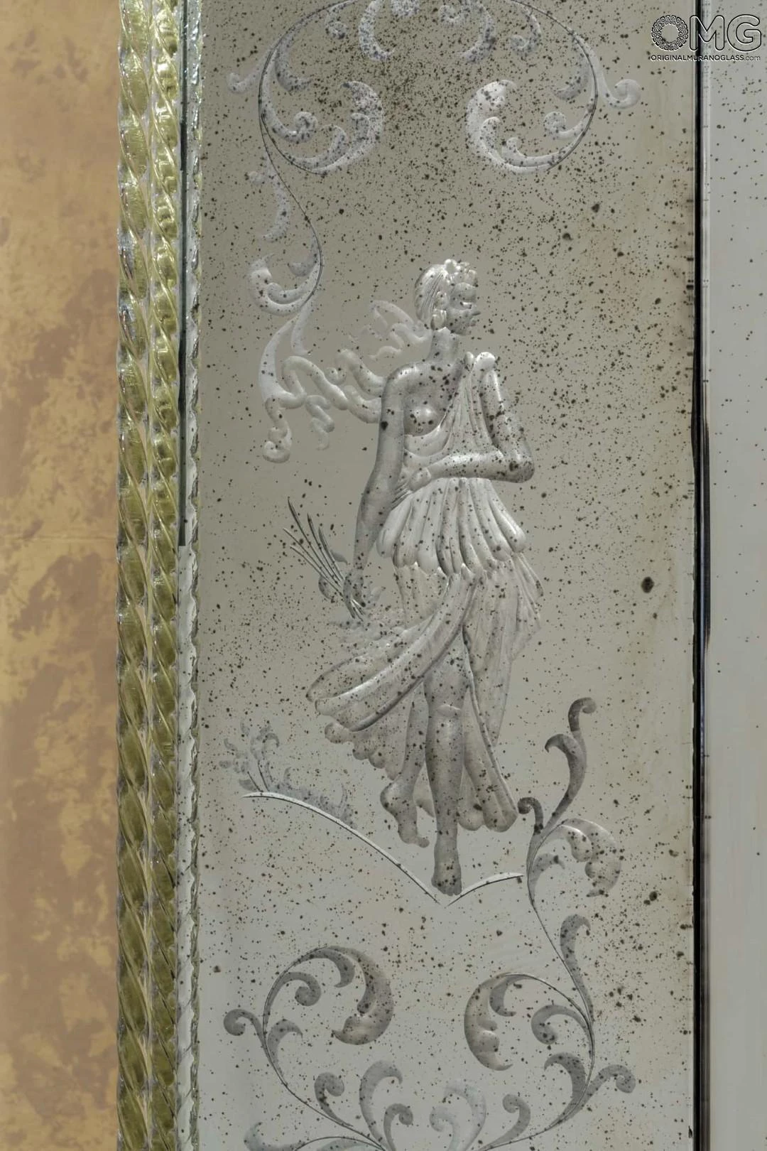 Four Seasons - Wall Venetian Mirror - Engraved With Murano Glass 4 Four Seasons - Wall Venetian Mirror - Engraved With Murano Glass - Image 2