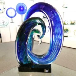Wave Of The Blue Sea - Sculpture - Original Murano Glass OMG -Life Store waves of the blue sea murano glass