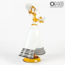 Couple Goldoni Venetian Figurines - White - Original Murano Glass OMG 17 Couple Goldoni Venetian Figurines - White - Original Murano Glass OMG -Life Store white dancer figures original murano glass 2