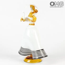 Couple Goldoni Venetian Figurines - White - Original Murano Glass OMG 21 Couple Goldoni Venetian Figurines - White - Original Murano Glass OMG -Life Store white dancer figures original murano glass 6
